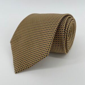 Jos. A. Bank Signature Collection Silk Tie Gold Navy Blue Geometric Diamond Mens